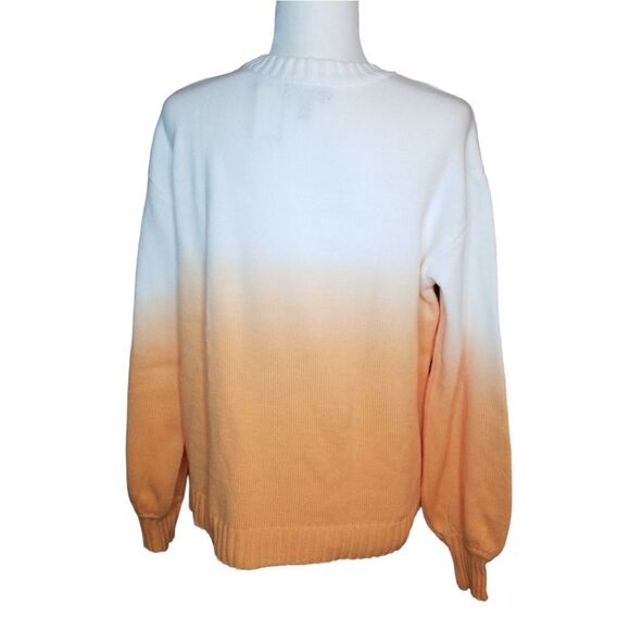 Ella Rafaella Ombre Pullover Sweater Mock Orange White Knit Size XL - Picture 6 of 10